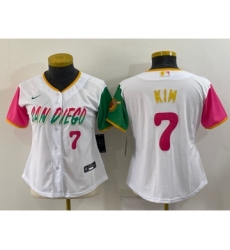 Women's San Diego Padres #7 Ha Seong Kim Number White 2022 City Connect Cool Base Stitched Jersey
