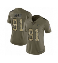Women's Seattle Seahawks #91 Jarran Reed Limited Olive Camo 2017 Salute to Service Football Jersey