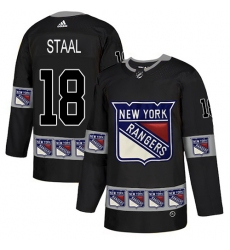 Men's Adidas New York Rangers #18 Marc Staal Authentic Black Team Logo Fashion NHL Jersey
