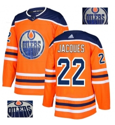 Men's Adidas Edmonton Oilers #22 Jean-Francois Jacques Authentic Orange Fashion Gold NHL Jersey
