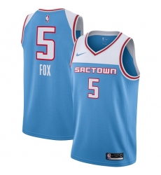 Men's Nike Sacramento Kings #5 De'Aaron Fox Swingman Blue NBA Jersey - 2018  19 City Edition