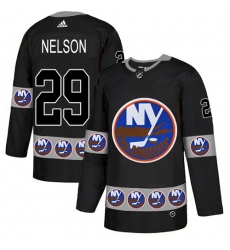 Men's Adidas New York Islanders #29 Brock Nelson Authentic Black Team Logo Fashion NHL Jersey