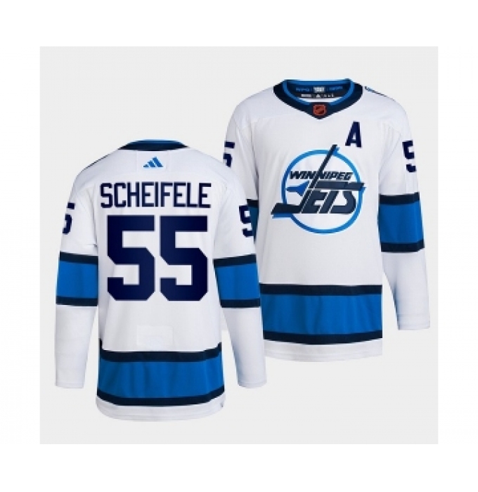 Men's Winnipeg Jets #55 Mark Scheifele White 2022 Reverse Retro Stitched Jersey