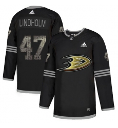 Men's Adidas Anaheim Ducks #47 Hampus Lindholm Black Authentic Classic Stitched NHL Jersey
