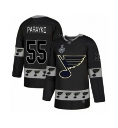Men's St. Louis Blues #55 Colton Parayko Authentic Black Team Logo Fashion 2019 Stanley Cup Final Bound Hockey Jersey