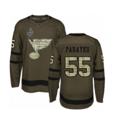 Men's St. Louis Blues #55 Colton Parayko Authentic Green Salute to Service 2019 Stanley Cup Final Bound Hockey Jersey