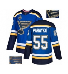 Men's St. Louis Blues #55 Colton Parayko Authentic Royal Blue Fashion Gold 2019 Stanley Cup Final Bound Hockey Jersey