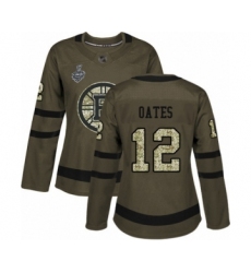 Women's Boston Bruins #12 Adam Oates Authentic Green Salute to Service 2019 Stanley Cup Final Bound Hockey Jersey