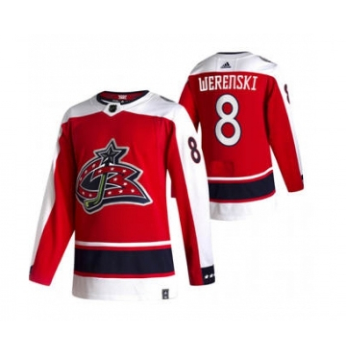 Men's Columbus Blue Jackets #18 Pierre-Luc Dubois Red 2020-21 Reverse Retro Alternate Hockey Jersey