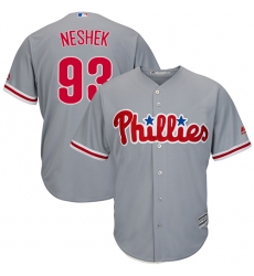Men's Majestic Philadelphia Phillies #93 Pat Neshek Replica Grey Road Cool Base MLB Jersey