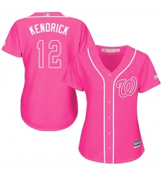 Women's Majestic Washington Nationals #12 Howie Kendrick Replica Pink Fashion Cool Base MLB Jersey