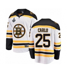 Youth Boston Bruins #25 Brandon Carlo Authentic White Away Fanatics Branded Breakaway 2019 Stanley Cup Final Bound Hockey Jersey