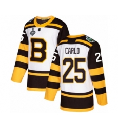 Youth Boston Bruins #25 Brandon Carlo Authentic White Winter Classic 2019 Stanley Cup Final Bound Hockey Jersey