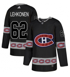Men's Adidas Montreal Canadiens #62 Artturi Lehkonen Authentic Black Team Logo Fashion NHL Jersey