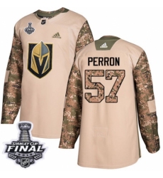 Men's Adidas Vegas Golden Knights #57 David Perron Authentic Camo Veterans Day Practice 2018 Stanley Cup Final NHL Jersey