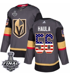 Men's Adidas Vegas Golden Knights #56 Erik Haula Authentic Gray USA Flag Fashion 2018 Stanley Cup Final NHL Jersey