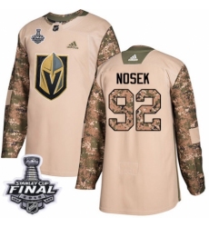 Men's Adidas Vegas Golden Knights #92 Tomas Nosek Authentic Camo Veterans Day Practice 2018 Stanley Cup Final NHL Jersey
