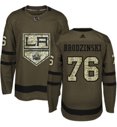Youth Adidas Los Angeles Kings #76 Jonny Brodzinski Authentic Green Salute to Service NHL Jersey