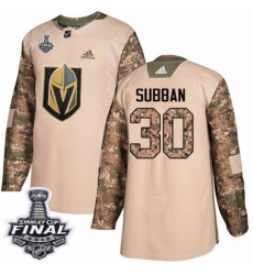 Men's Adidas Vegas Golden Knights #30 Malcolm Subban Authentic Camo Veterans Day Practice 2018 Stanley Cup Final NHL Jersey