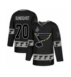 Men's St. Louis Blues #70 Oskar Sundqvist Authentic Blue USA Flag Fashion 2019 Stanley Cup Final Bound Hockey Jersey