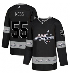 Men's Adidas Washington Capitals #55 Aaron Ness Authentic Black Team Logo Fashion NHL Jersey