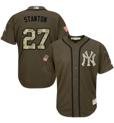 Men's Majestic New York Yankees #27 Giancarlo Stanton Authentic Green Salute to Service MLB Jersey