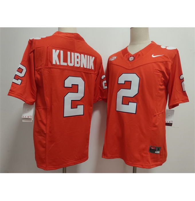 Men's Clemson Tigers #2 Cade Klubnik Orange F.U.S.E. Stitched Football Jersey