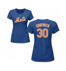 MLB Women's Nike New York Mets #30 Michael Conforto Royal Blue Name & Number T-Shirt