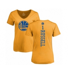 Basketball Women's Golden State Warriors #1 D'Angelo Russell Gold One Color Backer Slim-Fit V-Neck T-Shirt