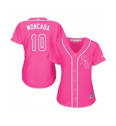 Women's Majestic Chicago White Sox #10 Yoan Moncada Replica Pink Fashion Cool Base MLB Jerseys