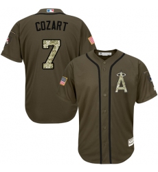 Men's Majestic Los Angeles Angels of Anaheim #7 Zack Cozart Authentic Green Salute to Service MLB Jersey