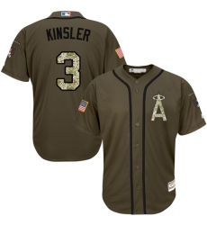 Men's Majestic Los Angeles Angels of Anaheim #3 Ian Kinsler Authentic Green Salute to Service MLB Jersey