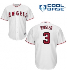 Youth Majestic Los Angeles Angels of Anaheim #3 Ian Kinsler Authentic White Home Cool Base MLB Jersey