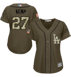 Women's Majestic Los Angeles Dodgers #27 Matt Kemp Authentic Green Salute to Service MLB Jersey