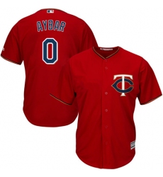 Youth Majestic Minnesota Twins #0 Erick Aybar Replica Scarlet Alternate Cool Base MLB Jersey