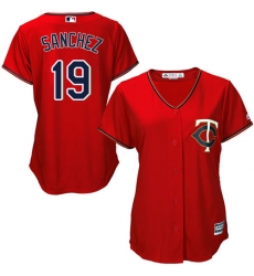 Women's Majestic Minnesota Twins #19 Anibal Sanchez Authentic Scarlet Alternate Cool Base MLB Jersey