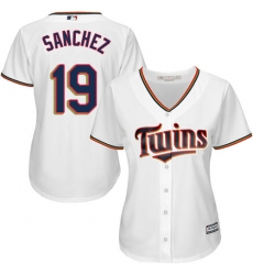 Women's Majestic Minnesota Twins #19 Anibal Sanchez Replica White Home Cool Base MLB Jersey