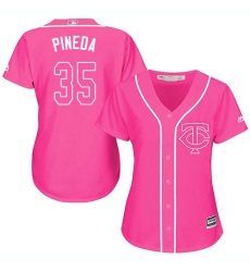 Women's Majestic Minnesota Twins #35 Michael Pineda Authentic Pink Fashion Cool Base MLB Jersey