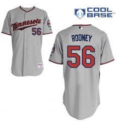 Men's Majestic Minnesota Twins #56 Fernando Rodney Authentic Grey Road Cool Base MLB Jersey