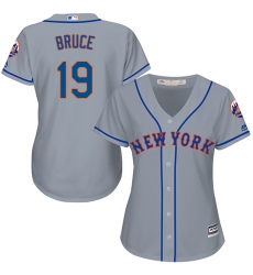 Women's Majestic New York Mets #19 Jay Bruce Replica Grey Road Cool Base MLB Jersey