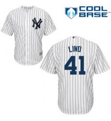 Men's Majestic New York Yankees #41 Adam Lind Replica White Home MLB Jersey
