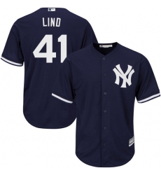 Youth Majestic New York Yankees #41 Adam Lind Replica Navy Blue Alternate MLB Jersey