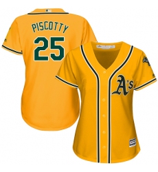 Women's Majestic Oakland Athletics #25 Stephen Piscotty Authentic Gold Alternate 2 Cool Base MLB Jersey