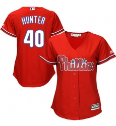 Women's Majestic Philadelphia Phillies #40 Tommy Hunter Replica Red Alternate Cool Base MLB Jersey