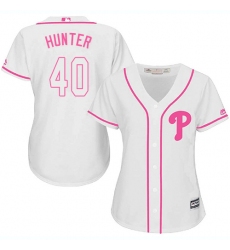 Women's Majestic Philadelphia Phillies #40 Tommy Hunter Replica White Fashion Cool Base MLB Jersey
