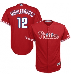 Youth Majestic Philadelphia Phillies #12 Will Middlebrooks Authentic Red Alternate Cool Base MLB Jersey