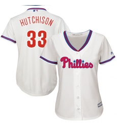 Women's Majestic Philadelphia Phillies #33 Drew Hutchison Authentic Cream Alternate Cool Base MLB Jersey