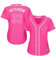 Women's Majestic Philadelphia Phillies #33 Drew Hutchison Authentic Pink Fashion Cool Base MLB Jersey