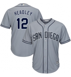 Men's Majestic San Diego Padres #12 Chase Headley Authentic Grey Road Cool Base MLB Jersey