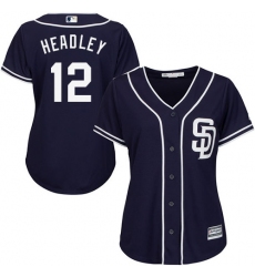 Women's Majestic San Diego Padres #12 Chase Headley Authentic Navy Blue Alternate 1 Cool Base MLB Jersey